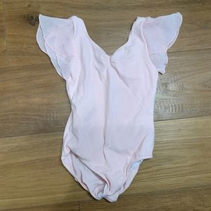 Bloch Ballerina Pink Leotard w silver dots on flutter sleeves
